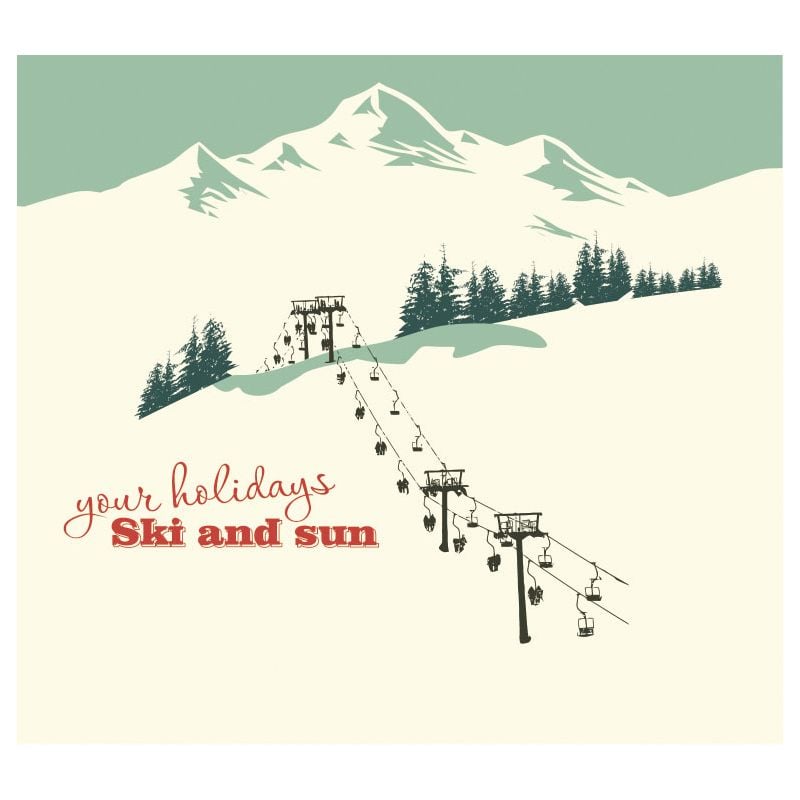 scenolia Papier peint panoramique station de ski vintage