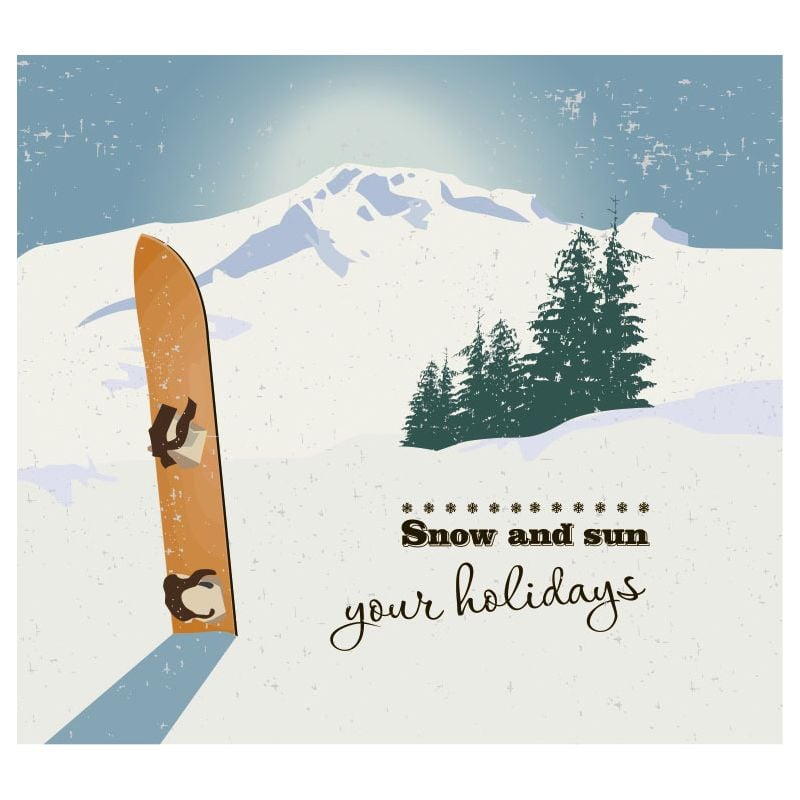 scenolia Papier peint panoramique vintage ski en montagne