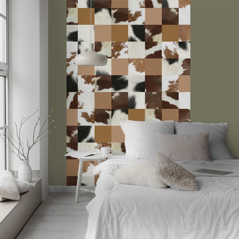Scenolia Papier Peint Patchwork Peau De Vache Marron