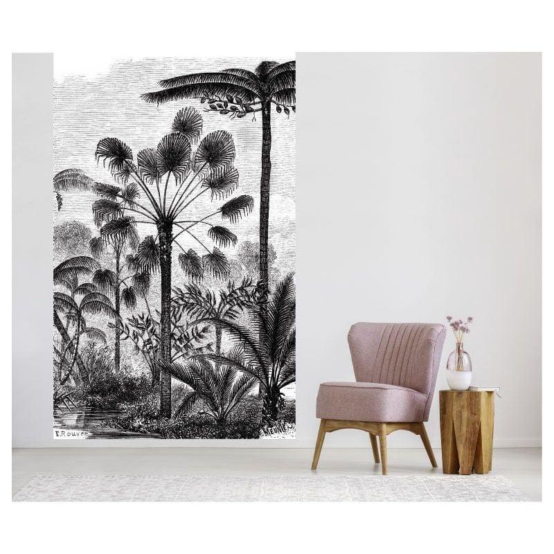 Scenolia Papier Peint Paysage Jungle Noir Et Blanc Style Gravure