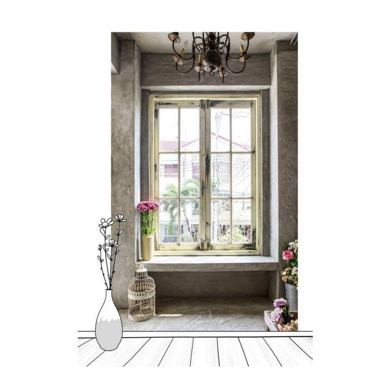 Scenolia Papier Peint Style Shabby Chic Trompe L'oeil Fenêtre