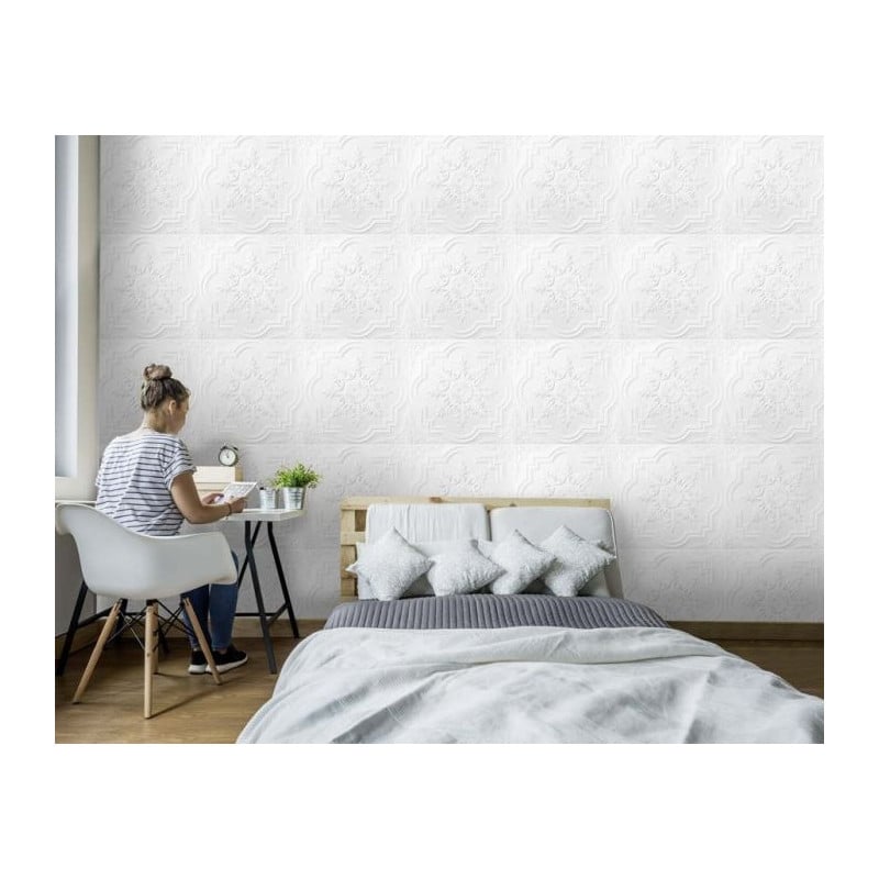 Scenolia Papier Peint Trompe L'oeil Style Victorien Blanc