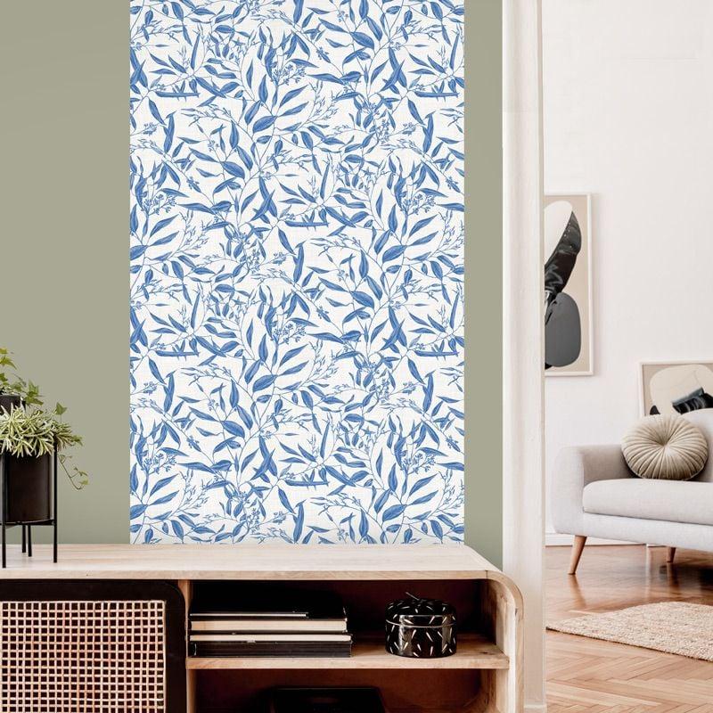 Scenolia Papier Peint à Motif Végétal Bleu