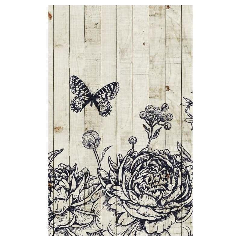 scenolia Papier peint dessin papillon sur bois