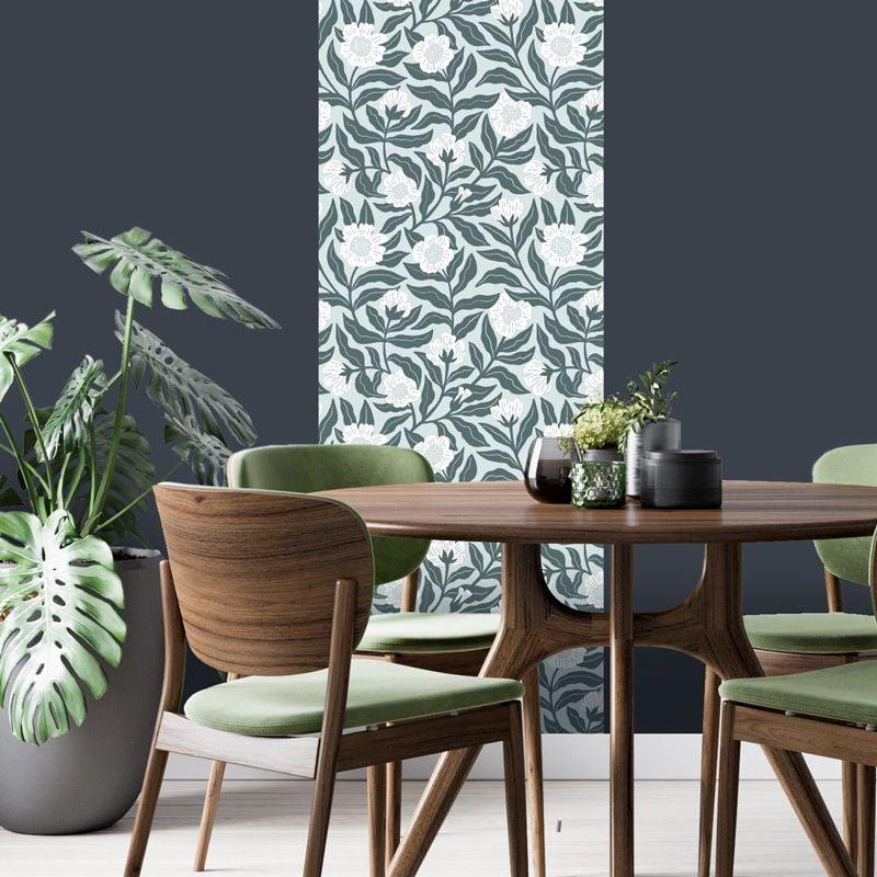 Scenolia Papier Peint Floral Vert Et Gris
