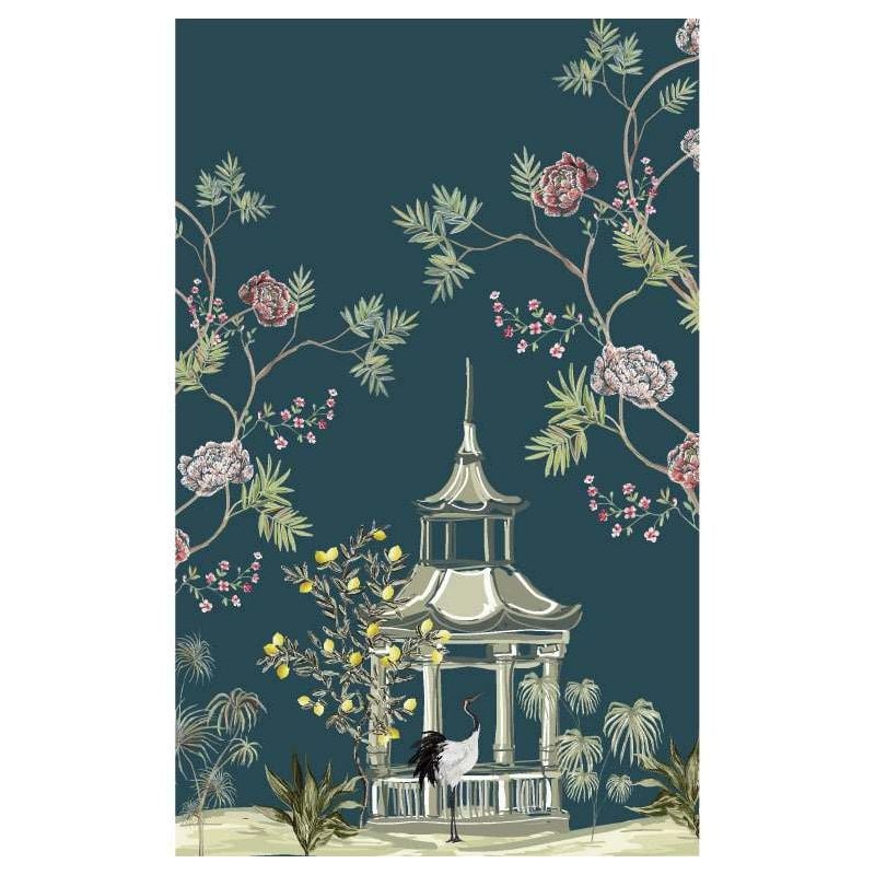 scenolia Papier peint graphique éléphant et fleurs