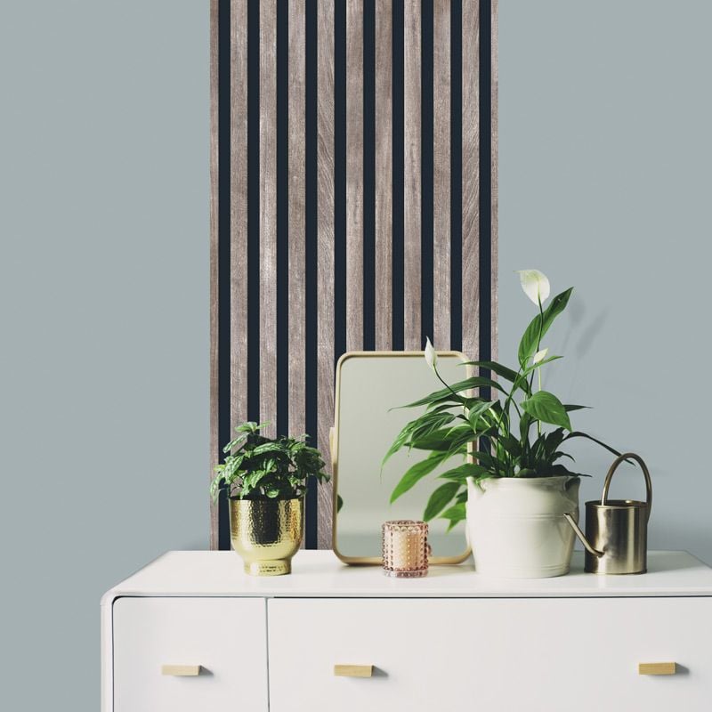 Scenolia Papier Peint Imitation Bois Gris Foncé