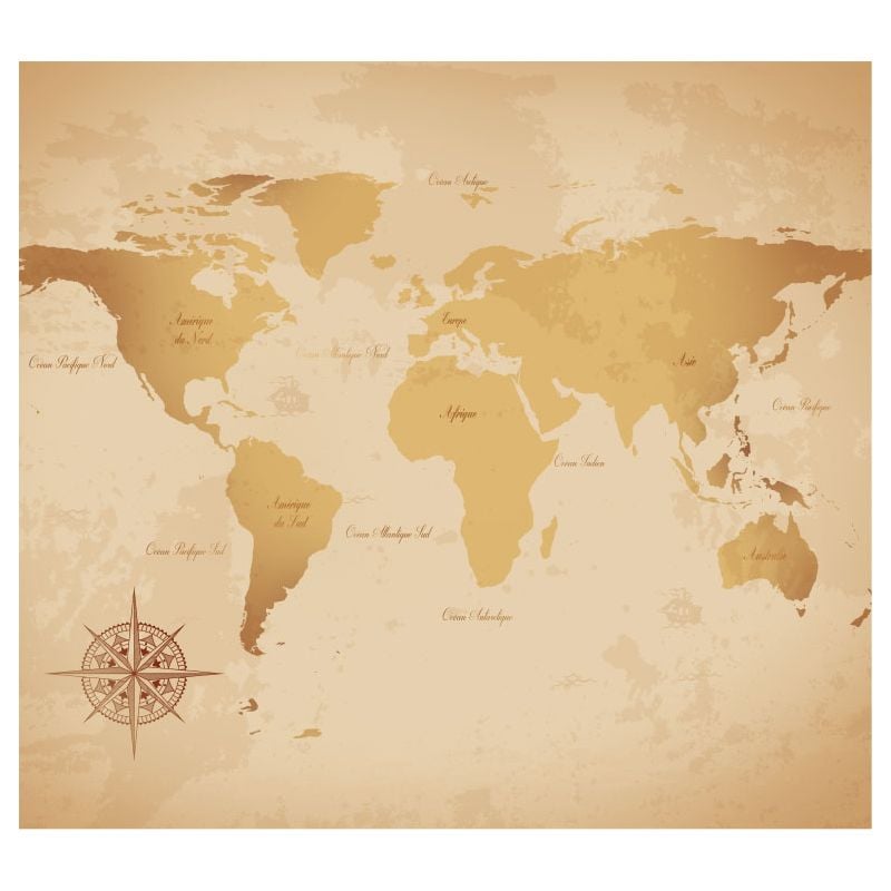Scenolia Papier Peint Map Monde Vintage