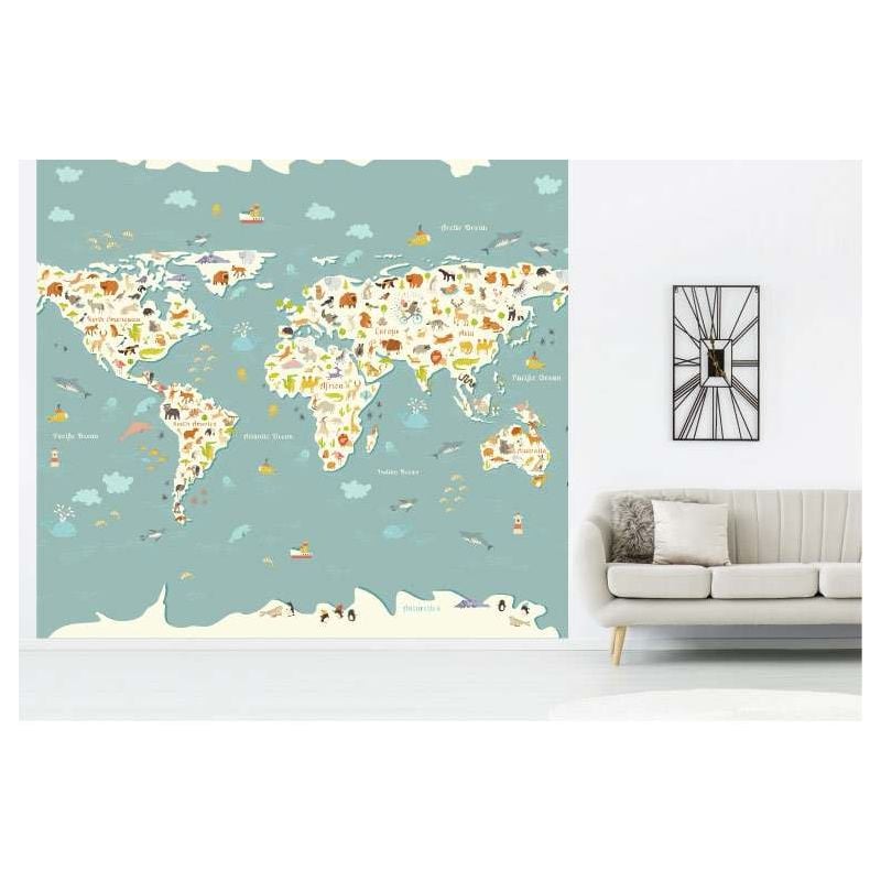 Scenolia Papier Peint Mappemonde Et Dessin Animaux