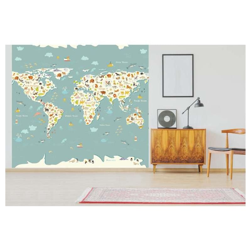 Scenolia Papier Peint Mappemonde Et Dessin Animaux