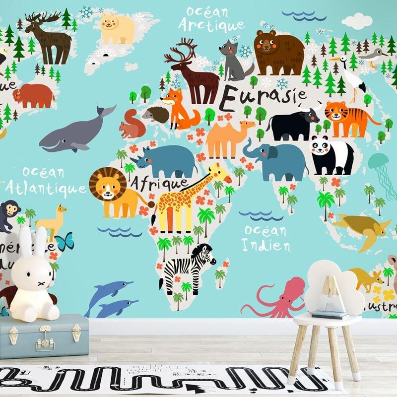 scenolia Papier peint monde illustré pour enfants