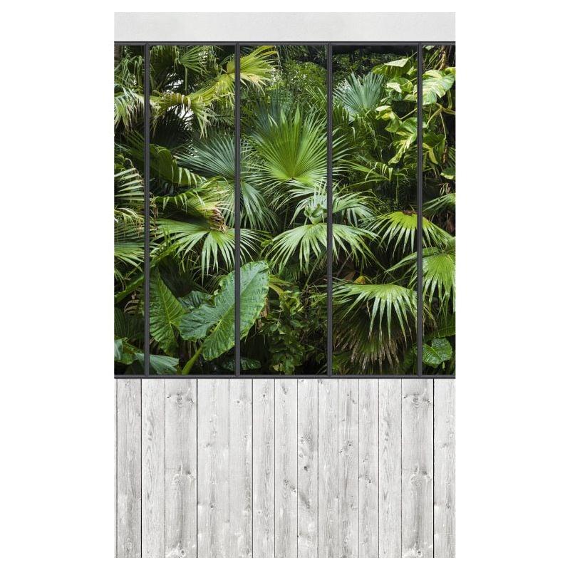 scenolia Tapisserie trompe l'oeil verrière et bois