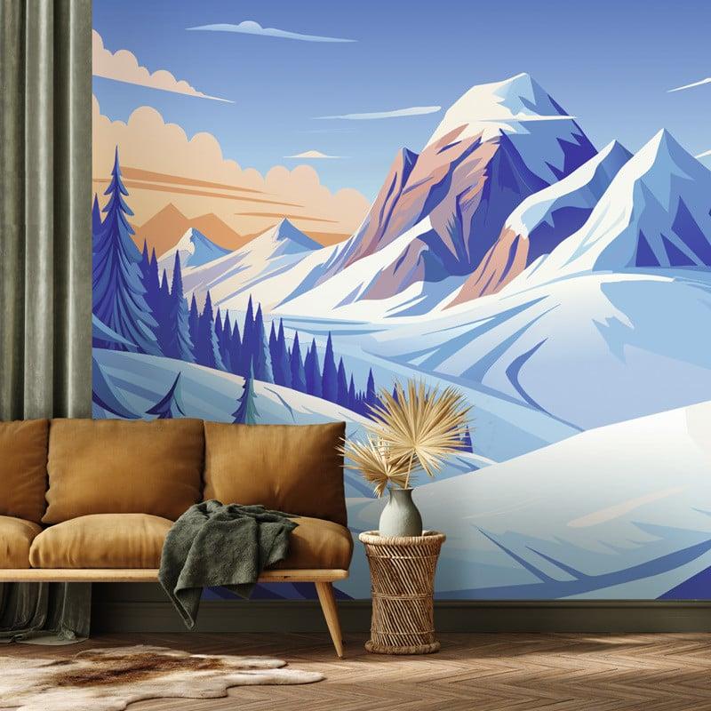 Scenolia Tapisserie Chaine De Montagnes En Illustration