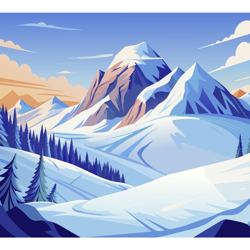 scenolia Tapisserie chaine de montagnes en illustration