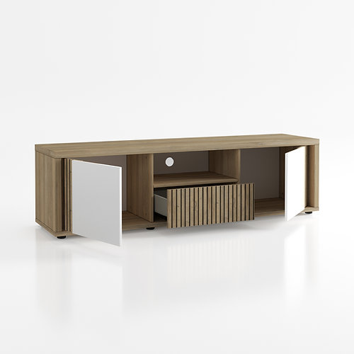 Sciae MEUBLE TV 2P 1N 1T N°06 Avec LED - 2 DOORS 1 DRW TV STAND N°06 With LED
