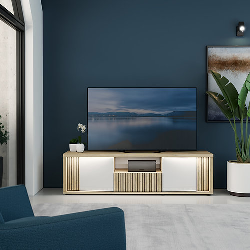 Sciae MEUBLE TV 2P 1N 1T N°06 Avec LED - 2 DOORS 1 DRW TV STAND N°06 With LED