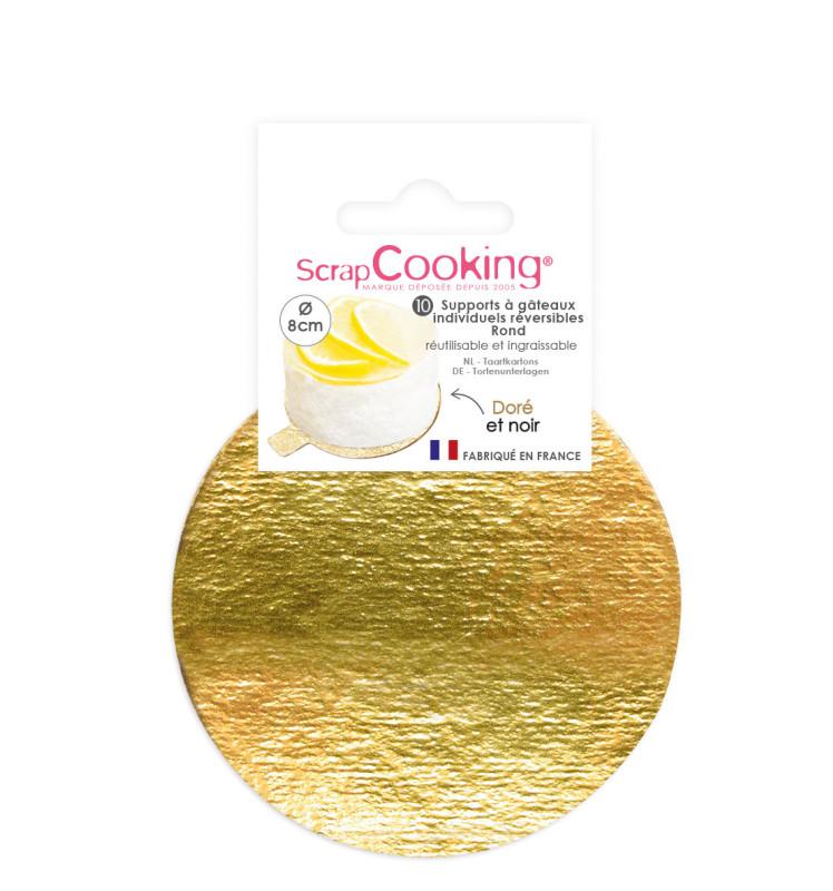 scrapcooking 10 supports gâteaux individuels ronds or/noir 8 cm