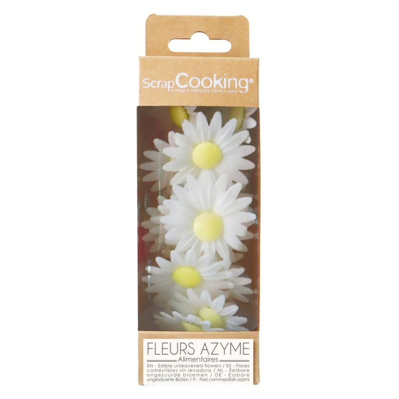 scrapcooking 18 marguerites blanches en azyme pour la décoration de gâteaux