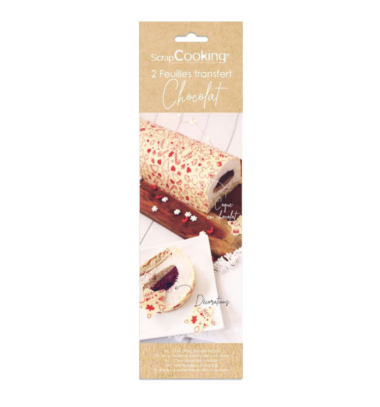scrapcooking 2 feuilles transfert pour bûche - Motif Noël