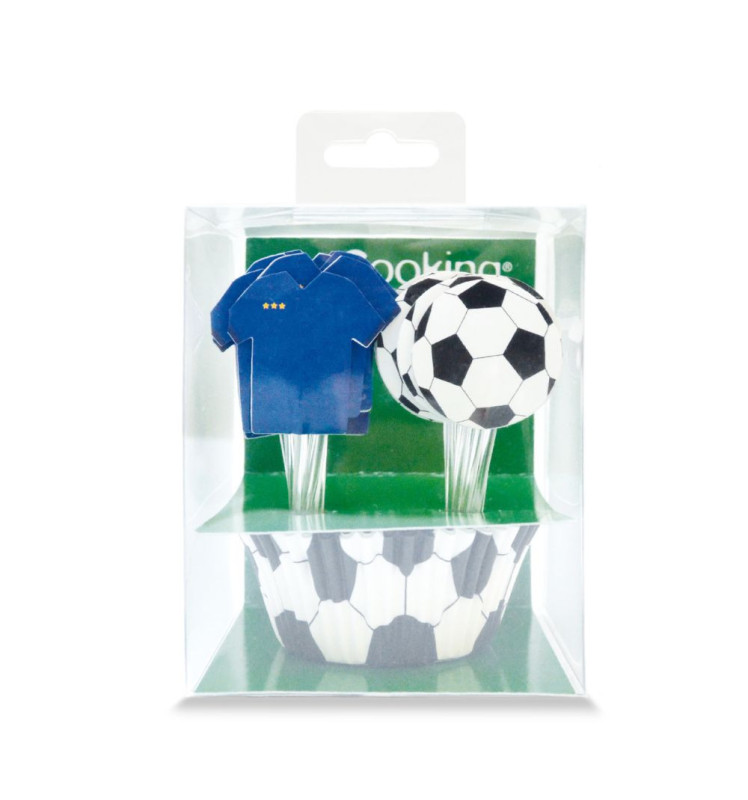 scrapcooking 24 caissettes + 24 cake toppers Football