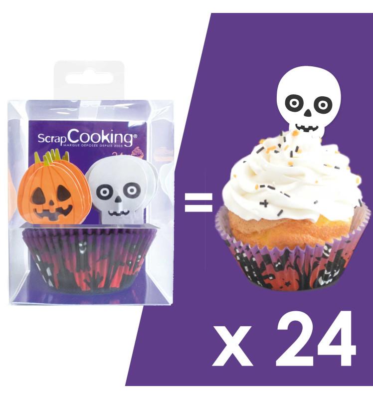 Scrapcooking 24 Caissettes + 24 Cake Toppers Halloween