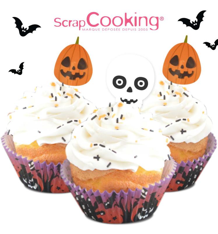 Scrapcooking 24 Caissettes + 24 Cake Toppers Halloween