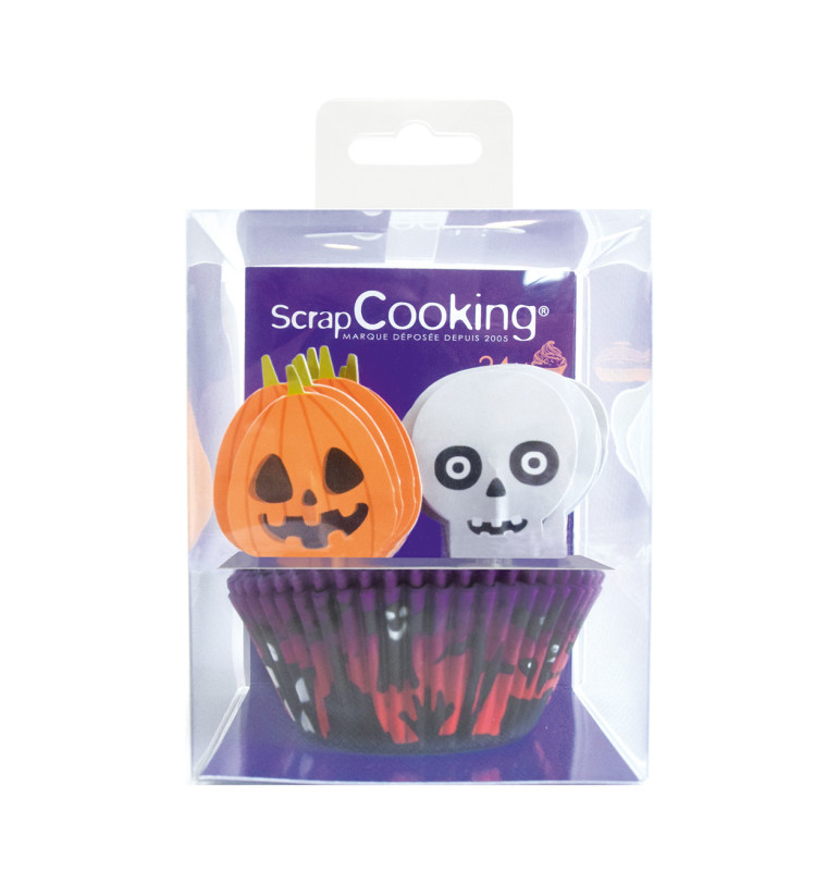 scrapcooking 24 caissettes + 24 cake toppers Halloween
