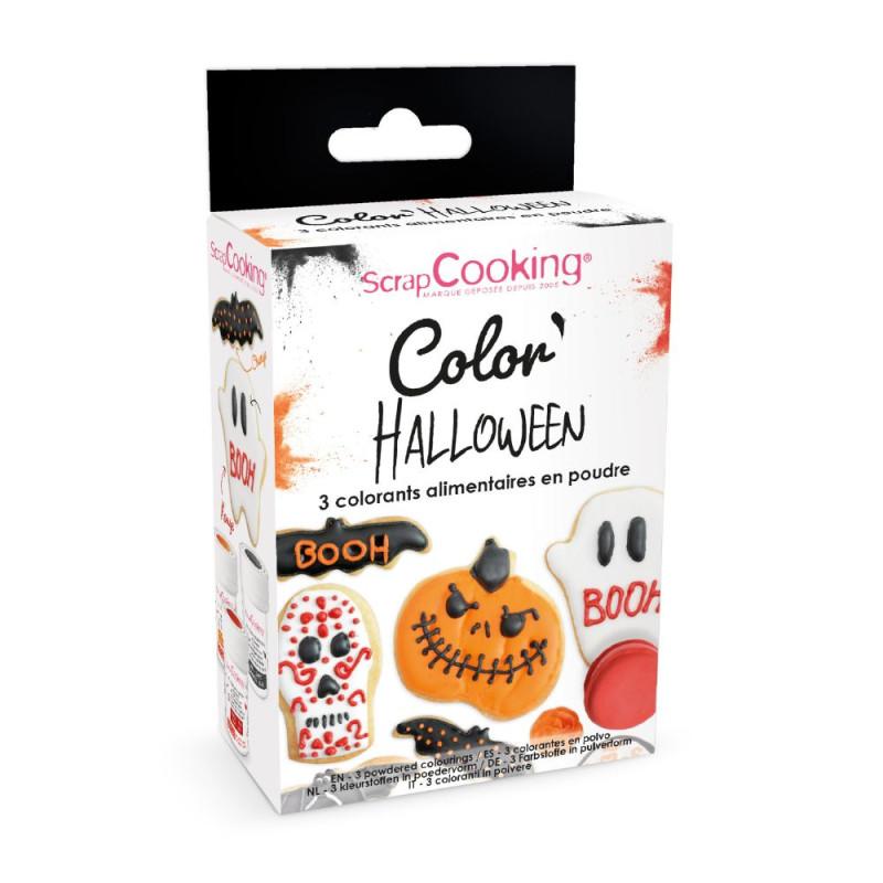 scrapcooking 3 colorants en poudre Halloween noir orange rouge