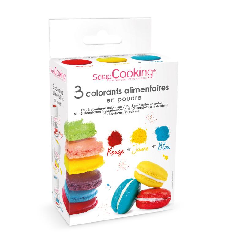 scrapcooking 3 colorants en poudre jaune rouge bleu