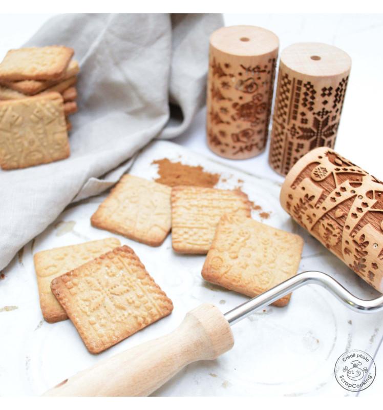 Scrapcooking 3 Mini Rouleaux Empreintes Bois Interchangeables Noël