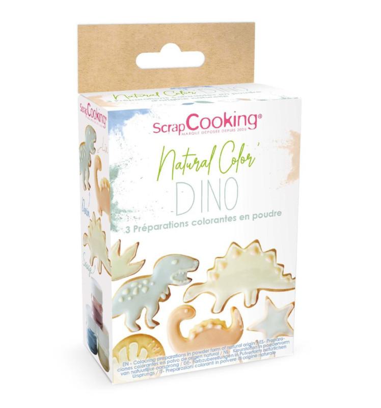 Scrapcooking 3 Préparations Colorantes D'origine Naturelle Dino (Sauge Lin Denim)