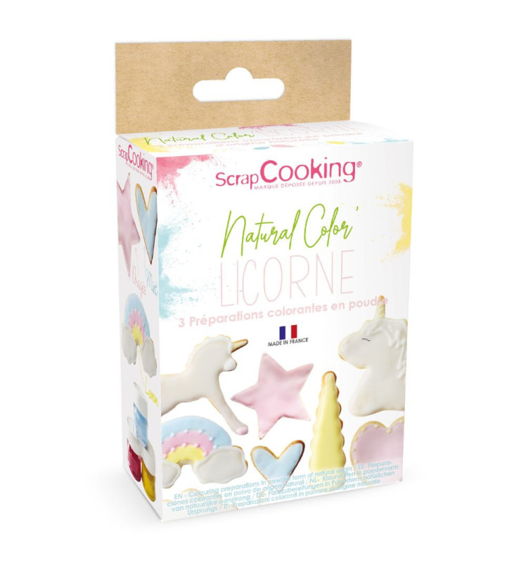 scrapcooking 3 préparations colorantes d'origine naturelle Licorne (Dragée Mint Lemon)