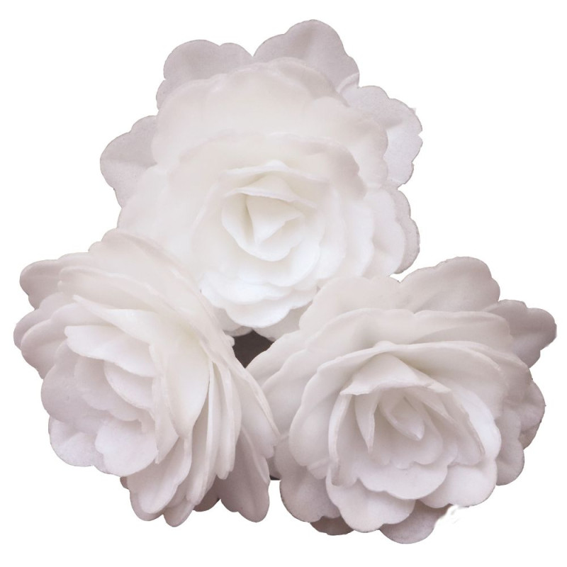 Scrapcooking 3 Roses Royales Blanches En Azyme Pour La Décoration De Gâteaux