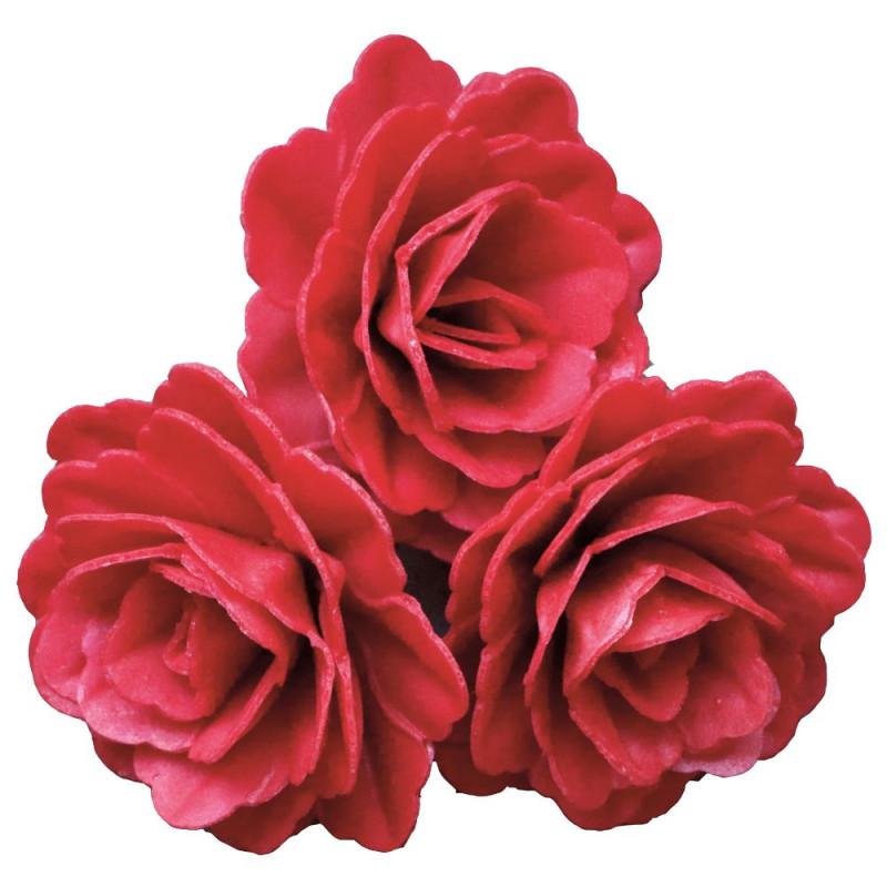 Scrapcooking 3 Roses Royales Rouges En Azyme Pour La Décoration De Gâteaux