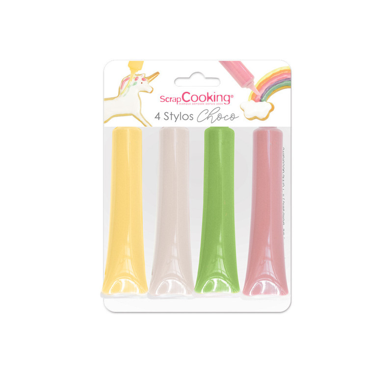 scrapcooking 4 stylos goût choco rose vert jaune blanc