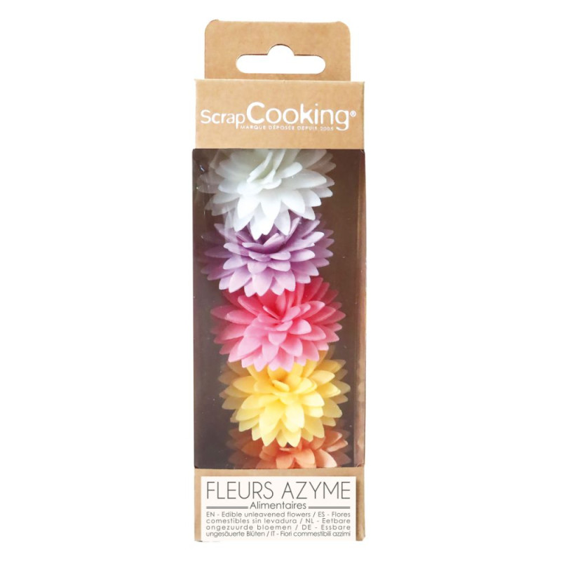 scrapcooking 5 dahlias assortis en azyme pour décorer vos gâteaux