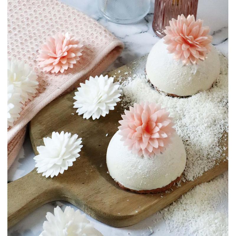 Scrapcooking 5 Dahlias En Azyme Blanc Et Rose Pastel Pour Déco De Gâteaux