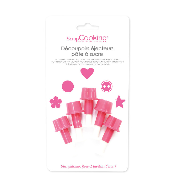 Scrapcooking 5 Découpoirs éjecteurs Cœur Pois Fleur étoile Bouton