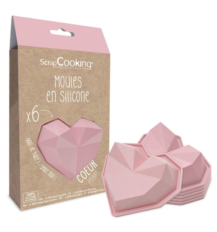 scrapcooking 6 moules silicone individuels Cœur diamant