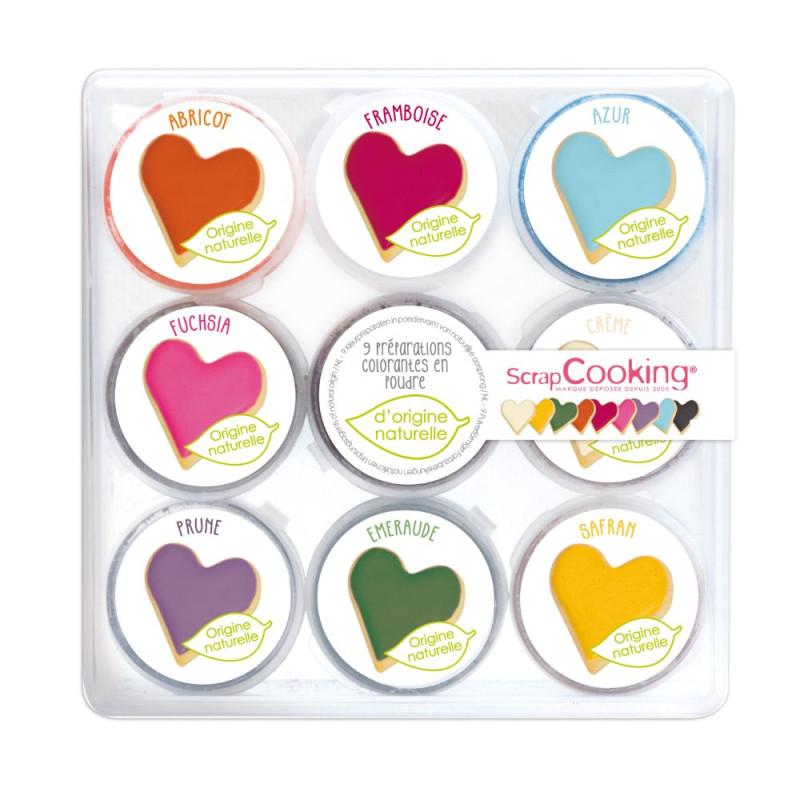 scrapcooking 9 mini préparations colorantes d'origine naturelle en poudre