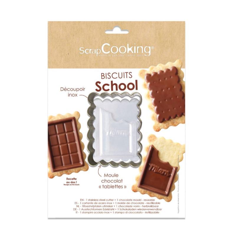 scrapcooking Biscuits school - Découpoir et moule à chocolat pour goûters gourmands