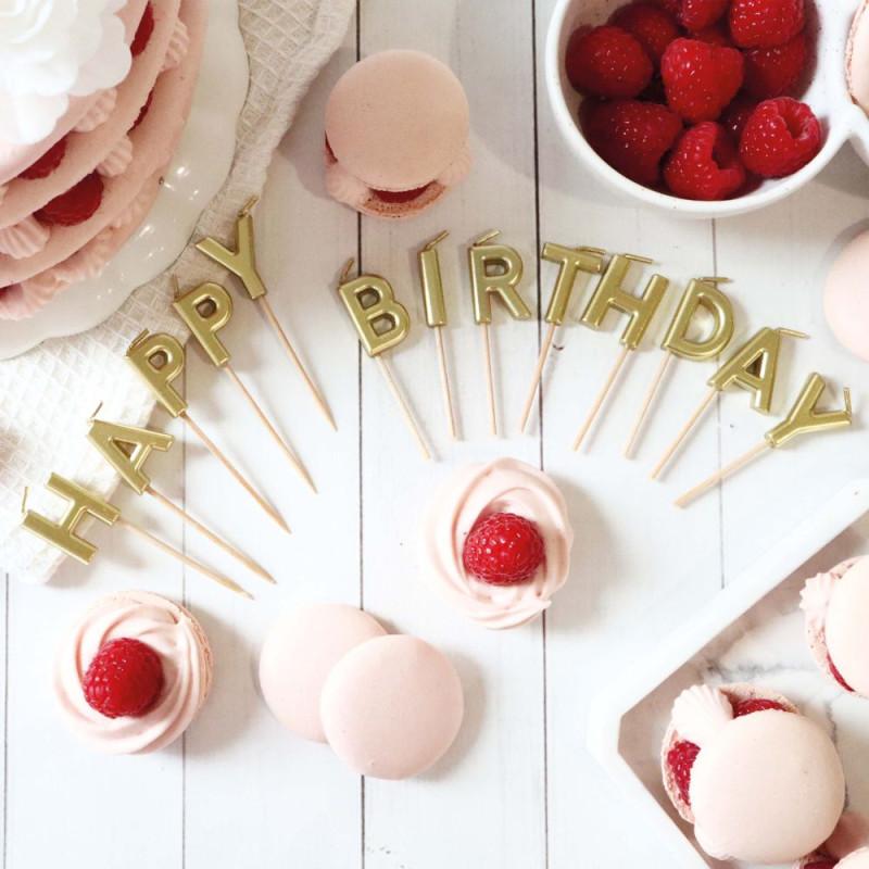 Scrapcooking Bougies "Happy Birthday" Dorées Pour Déco Gâteaux D'anniversaire