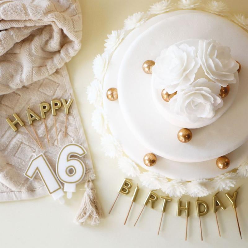 Scrapcooking Bougies "Happy Birthday" Dorées Pour Déco Gâteaux D'anniversaire