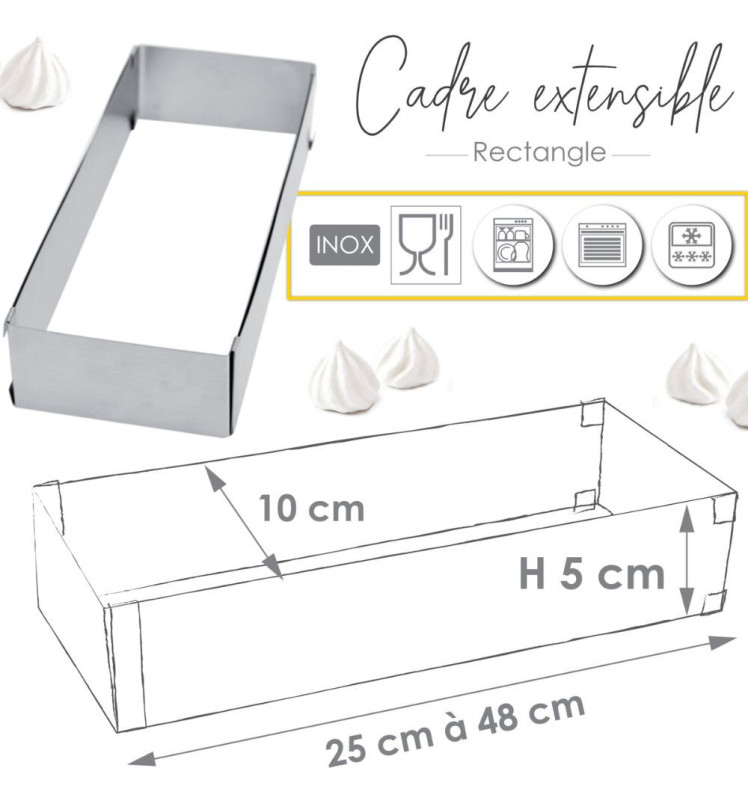 Scrapcooking Cadre Pâtissier Rectangle Extensible Inox