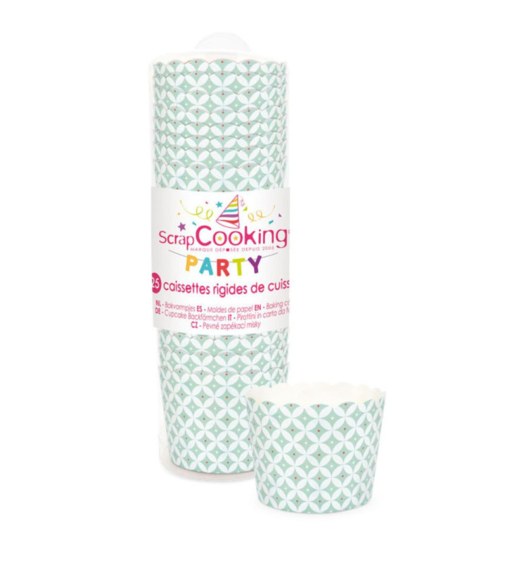 scrapcooking Caissettes de cuisson rosaces vert d'eau x 25