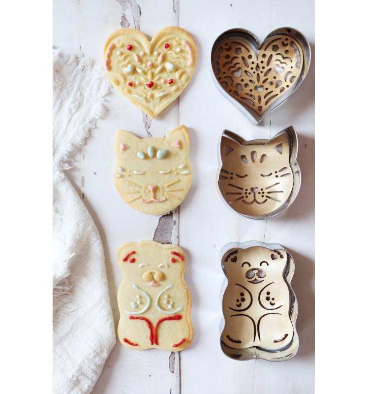 Scrapcooking Coffret 3 Découpoirs Inox + 3 Embosseurs Bois