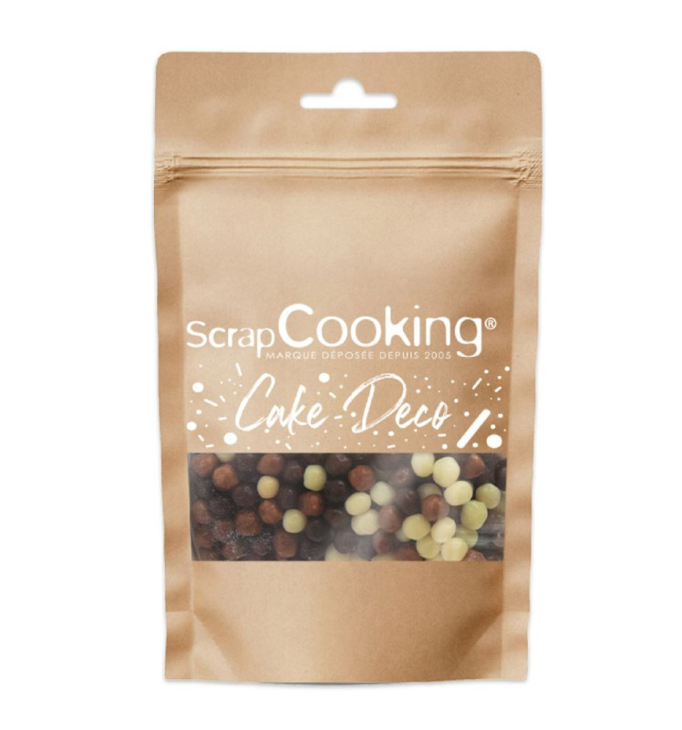 scrapcooking Décors mini perles chocolat noir lait blanc 50g
