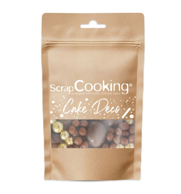 scrapcooking Décors perles chocolat lait et doré 50g