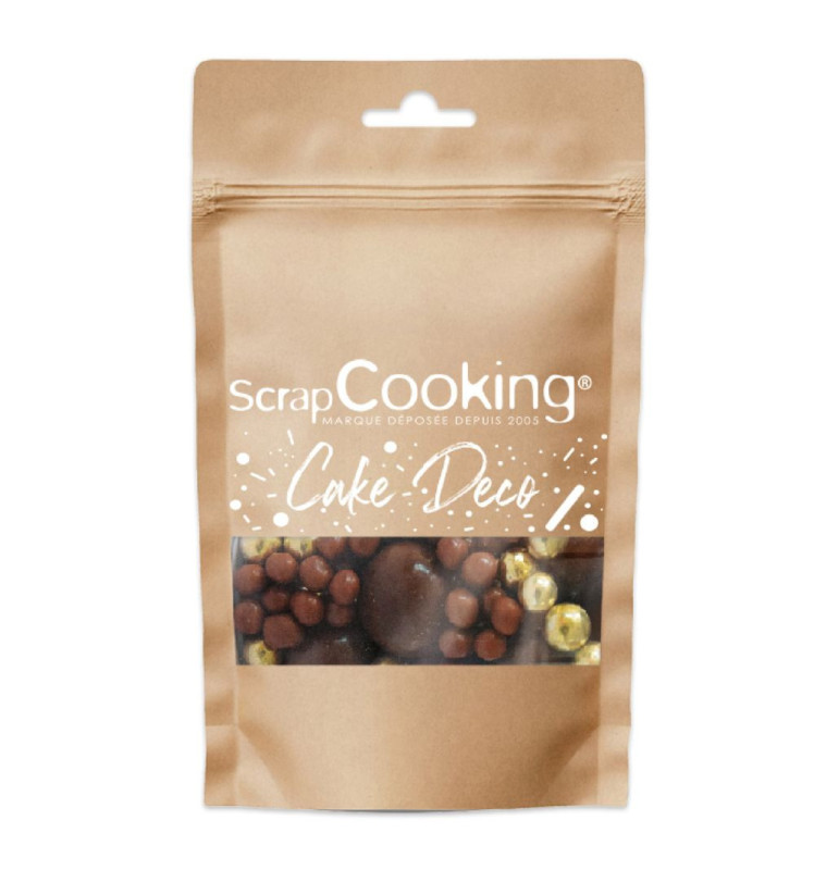 scrapcooking Décors perles chocolat noir et doré 50g