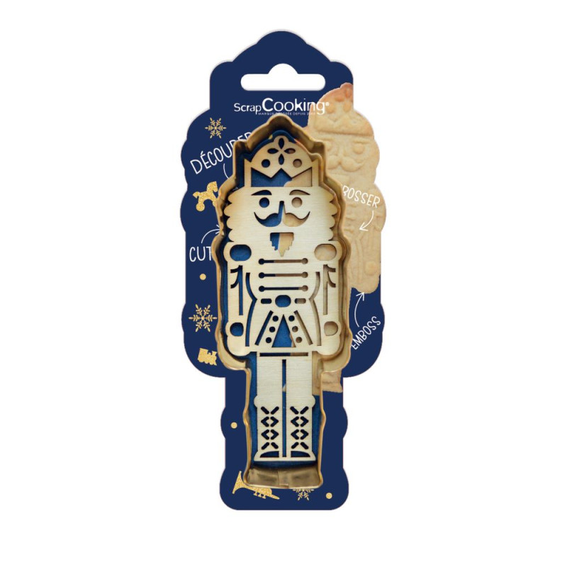 Scrapcooking Découpoir Doré + Embosseur Bois Casse-Noisette